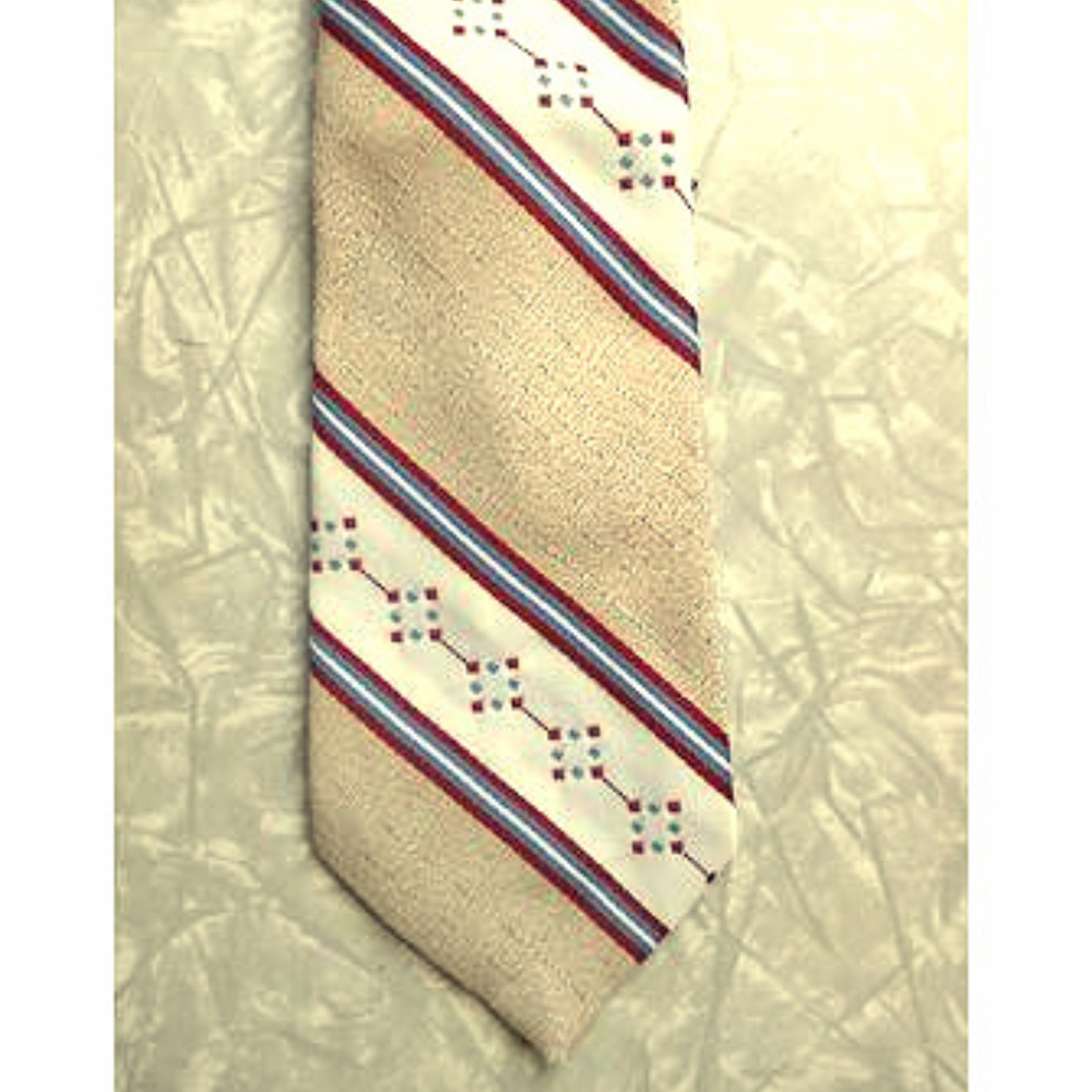 *Vintage 70s 80s Striped Tie w Diamonds, Retro